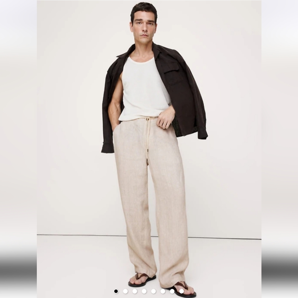 Banana Republic Men's Relaxed Linen Cotton Pull-On Beach Pant - Picture 8 of 9